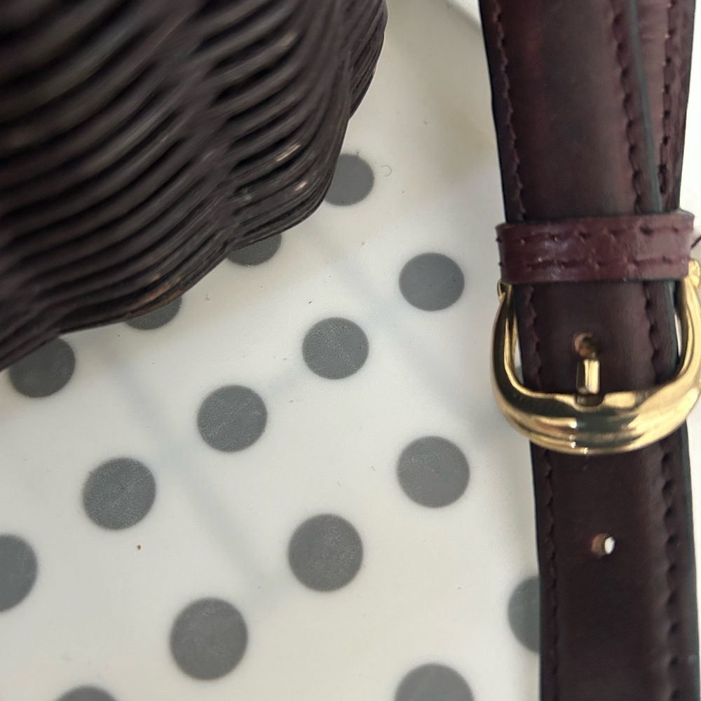 Etienne Aigner Maroon Leather and Wicker Bag Vintage - Picture 12 of 14